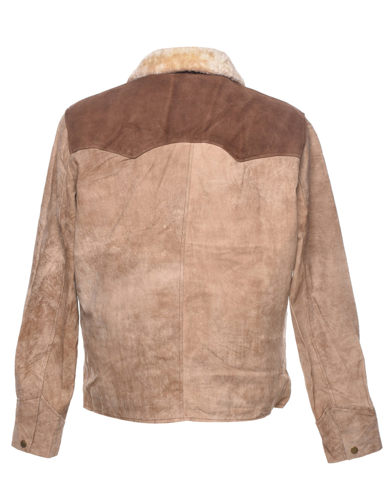 Light Brown Shearling Suede Jacket - XL