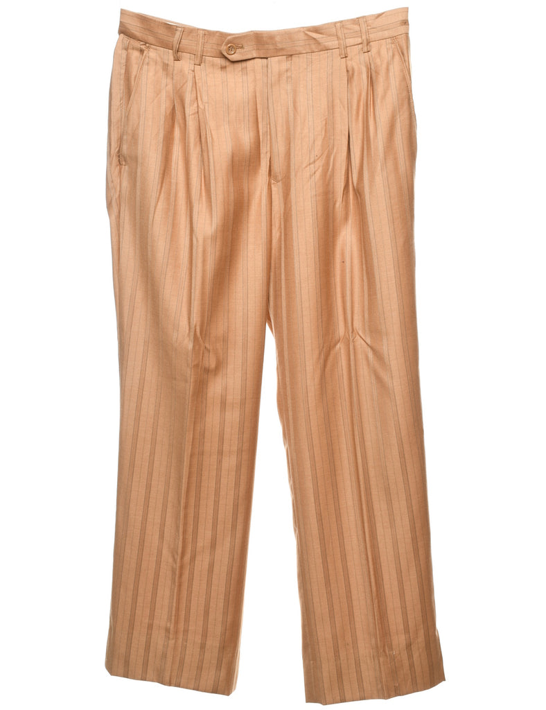 Light Brown Striped Metallic Trousers - W34 L30