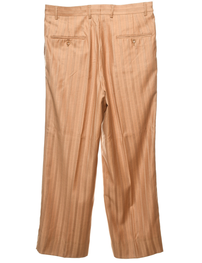 Light Brown Striped Metallic Trousers - W34 L30