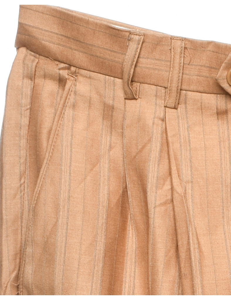 Light Brown Striped Metallic Trousers - W34 L30