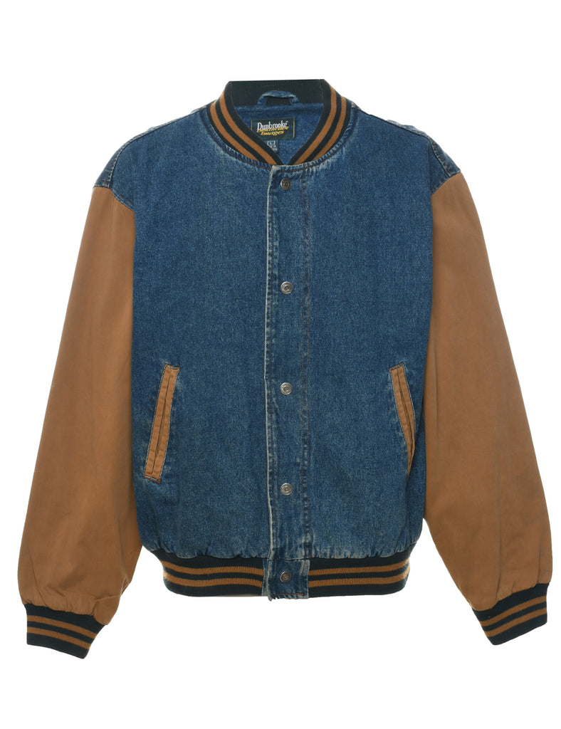 Light Wash Bomber Denim Jacket - L