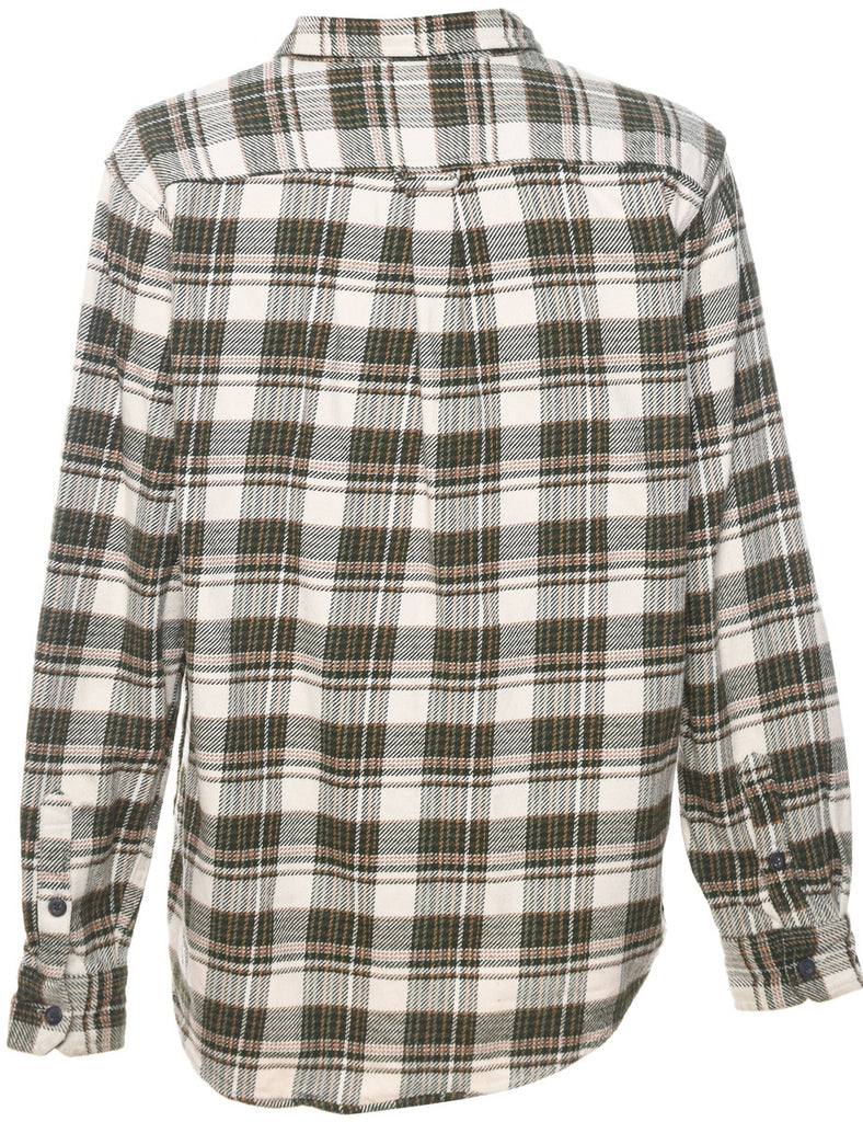 Long Sleeved Checked Brown & Off-White Flannel Shirt - M