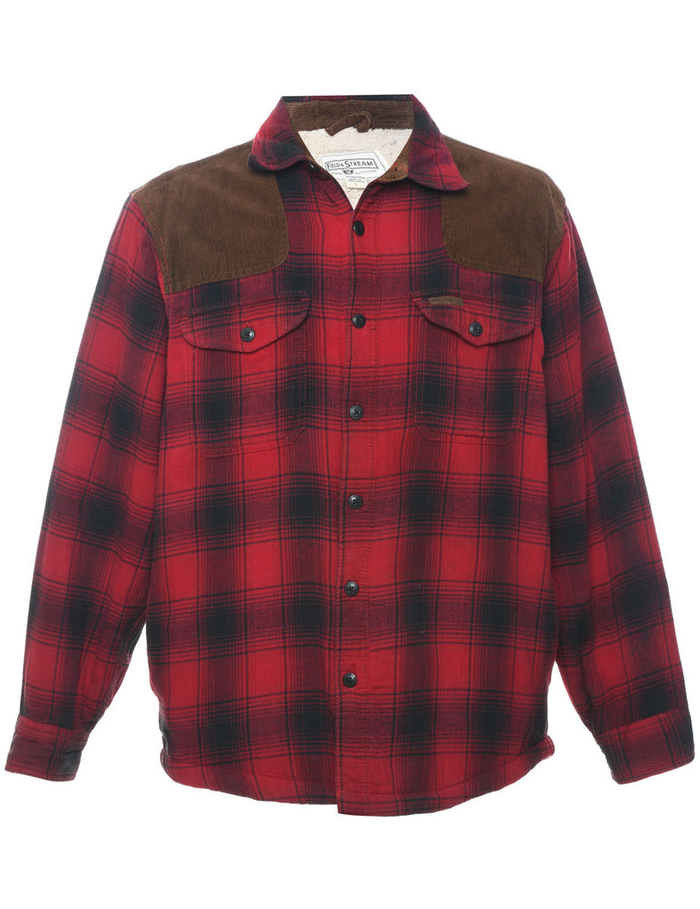 Long Sleeved Checked Red Flannel 1990s Shirt - L