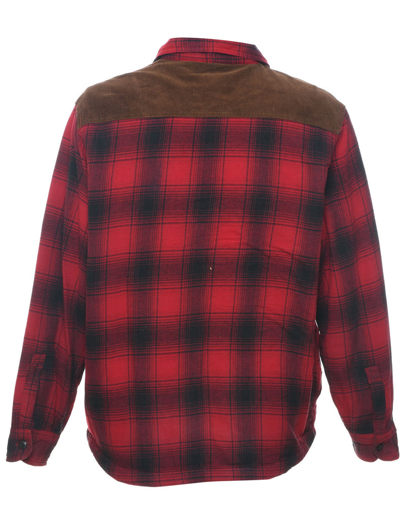 Long Sleeved Checked Red Flannel 1990s Shirt - L