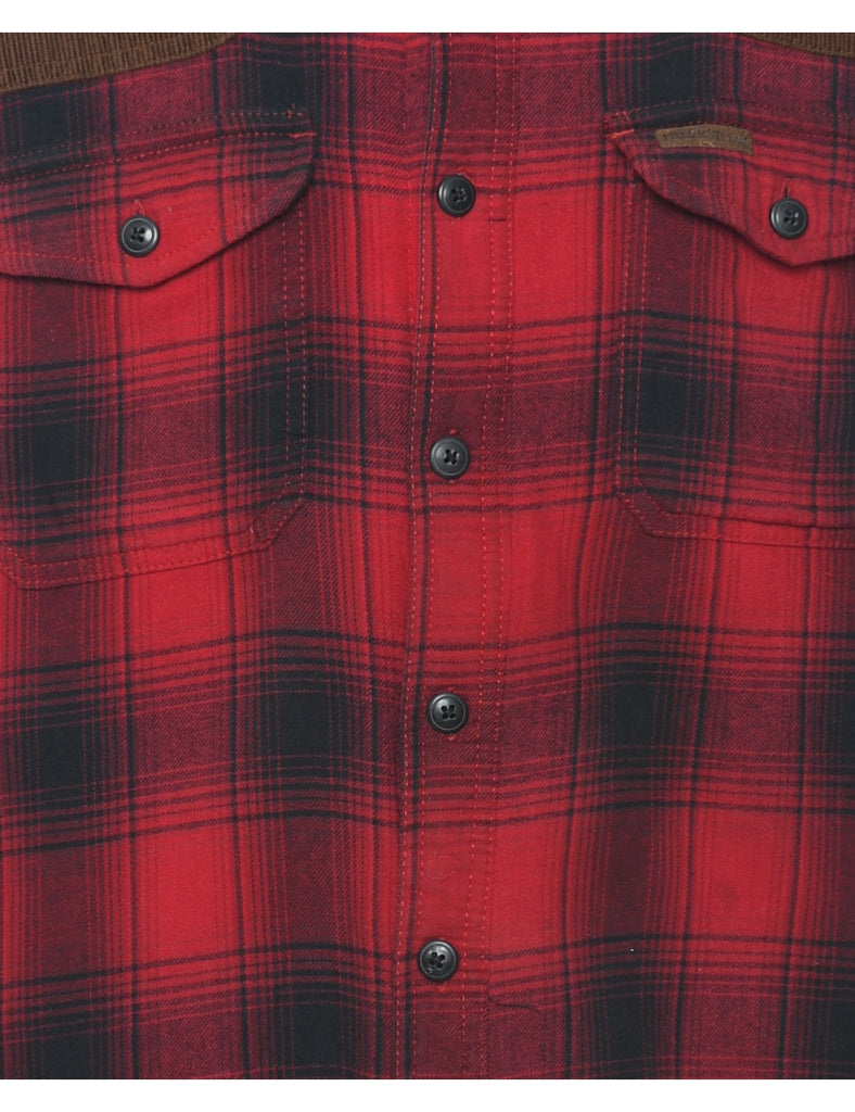 Long Sleeved Checked Red Flannel 1990s Shirt - L