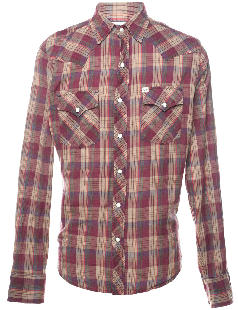 Long Sleeved Checked Shirt - S