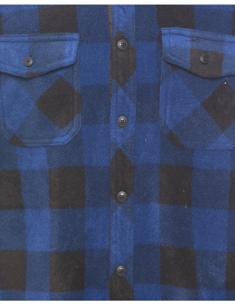 Long Sleeved Fleece Checked Shirt - L