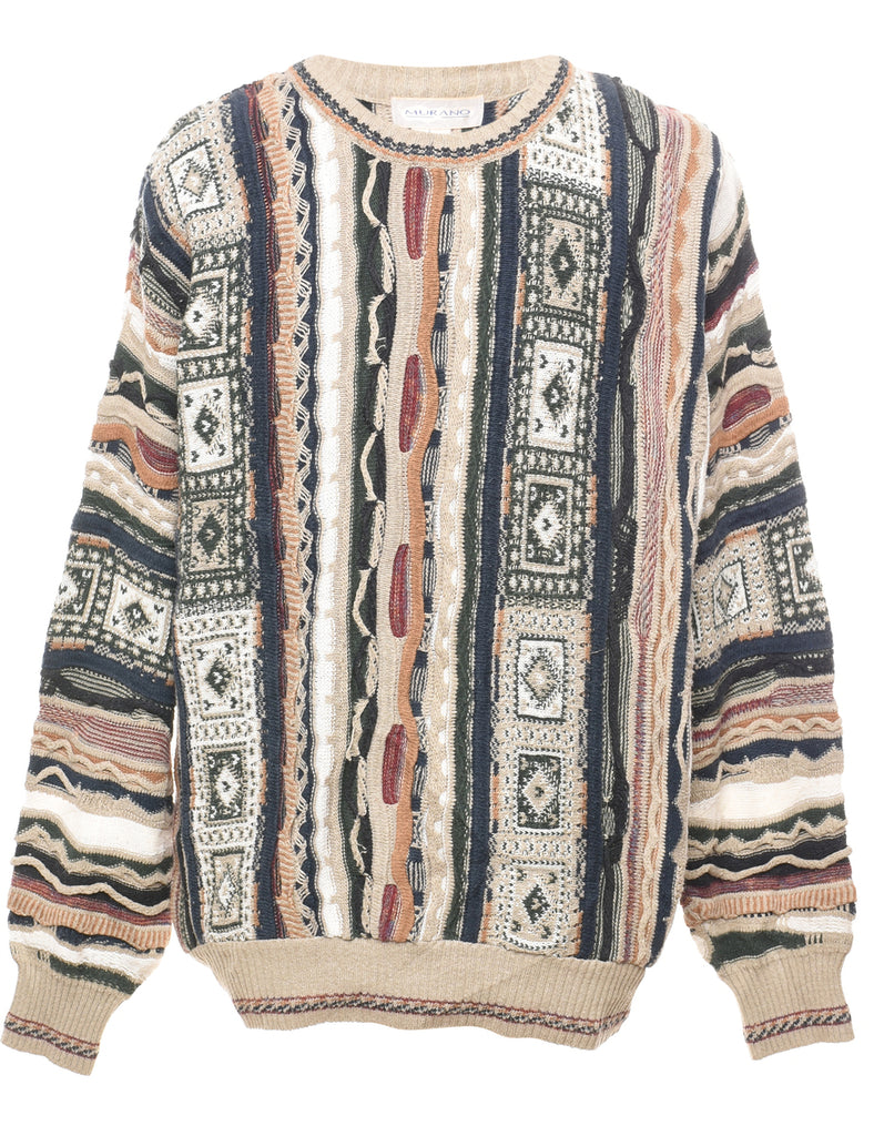 Long Sleeved Patterned Jumper - L