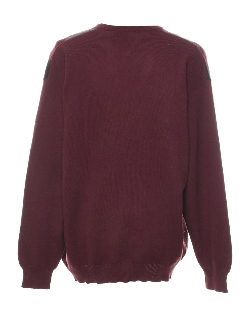 Maroon Argyle Jumper - L