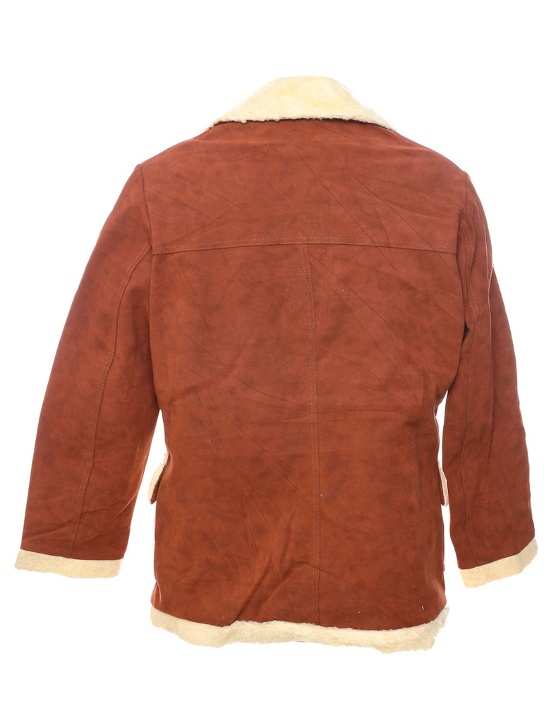 Maroon Faux Shearling Suede Jacket - L