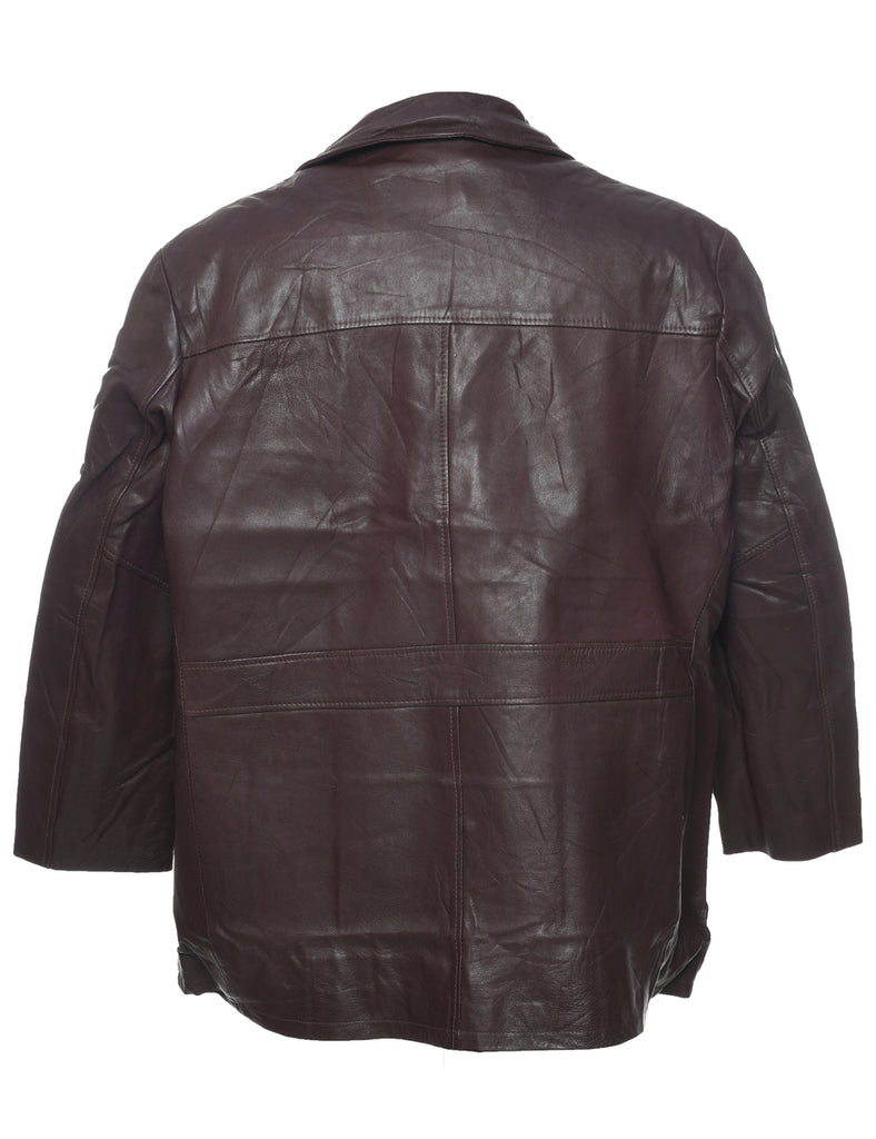 Maroon Leather Jacket - L