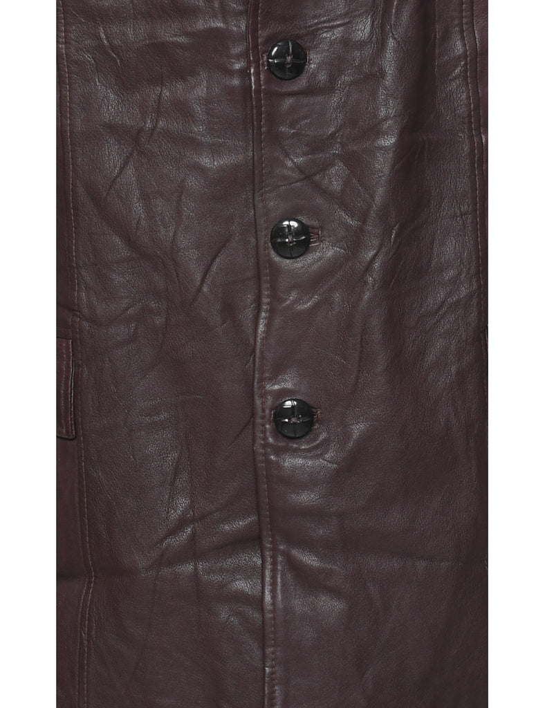 Maroon Leather Jacket - L