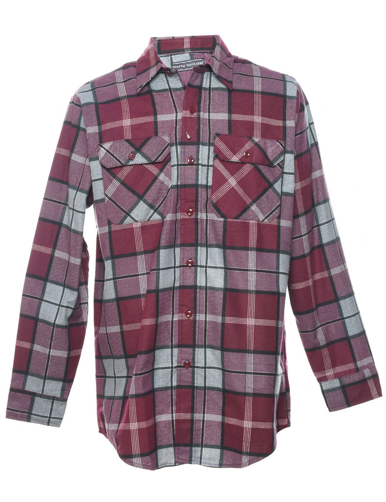 Maroon & Off-White Flannel Checked Shirt - M