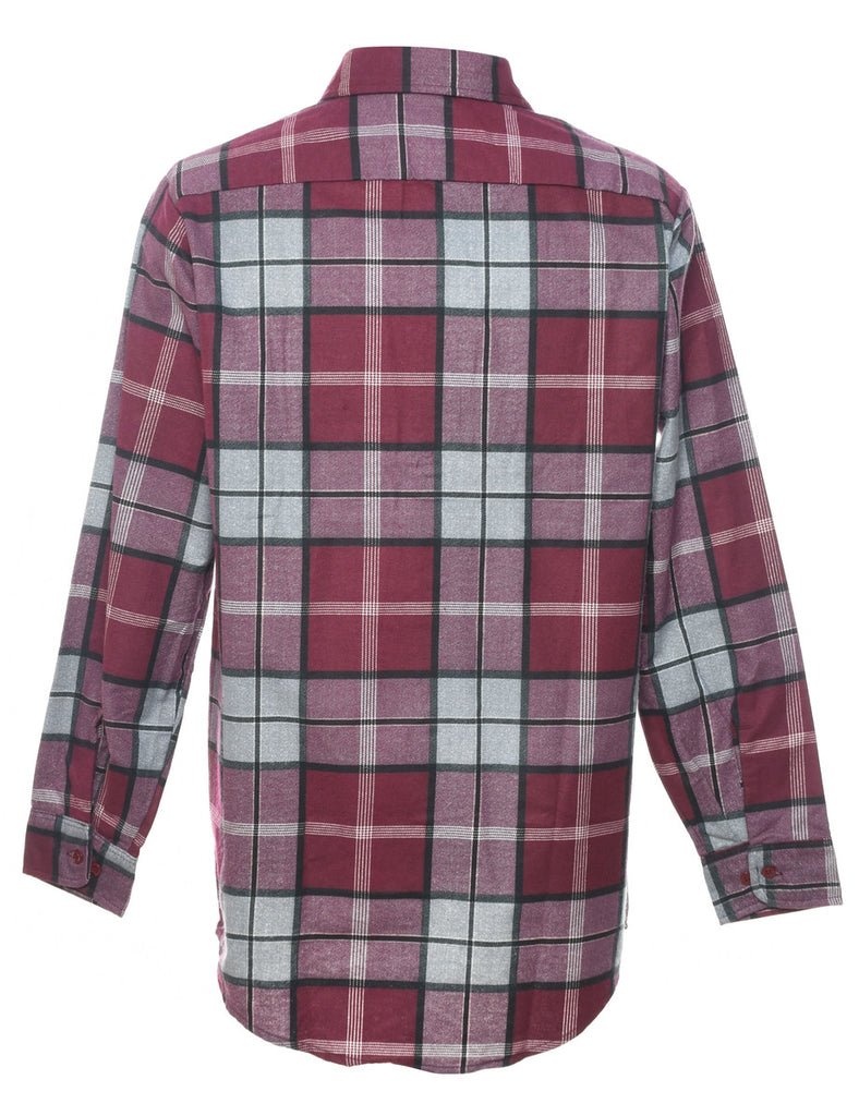 Maroon & Off-White Flannel Checked Shirt - M