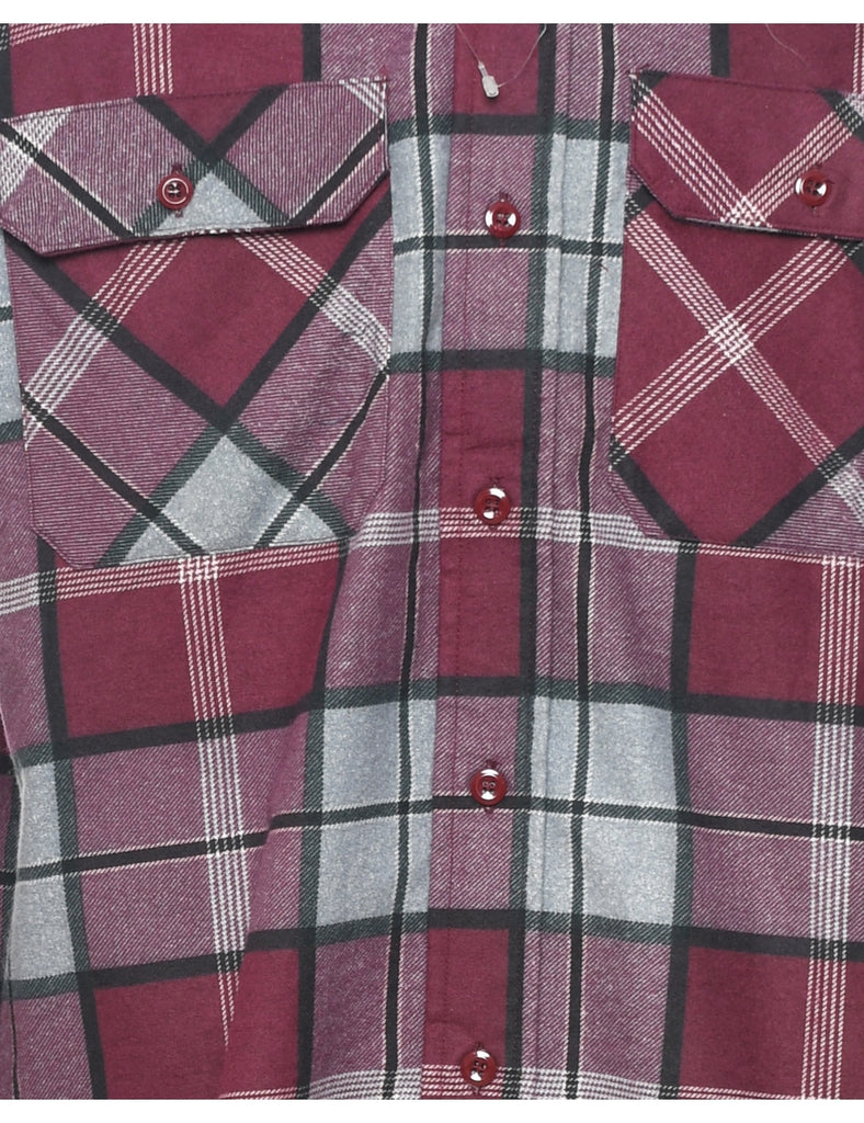 Maroon & Off-White Flannel Checked Shirt - M