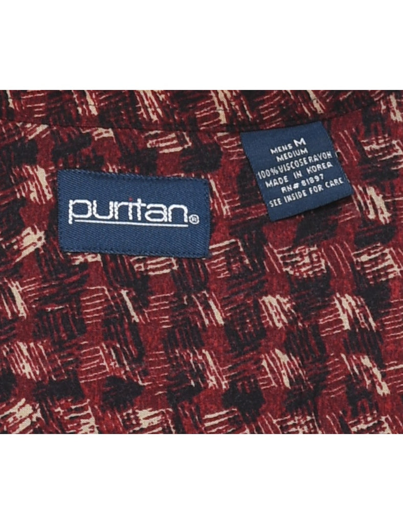 Maroon Patterned 1990s Puritan Shirt - M