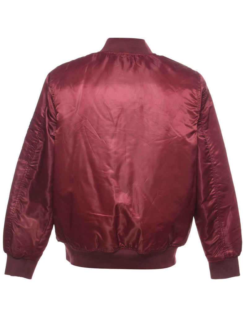 Maroon Zip-Front Classic Bomber Jacket - L