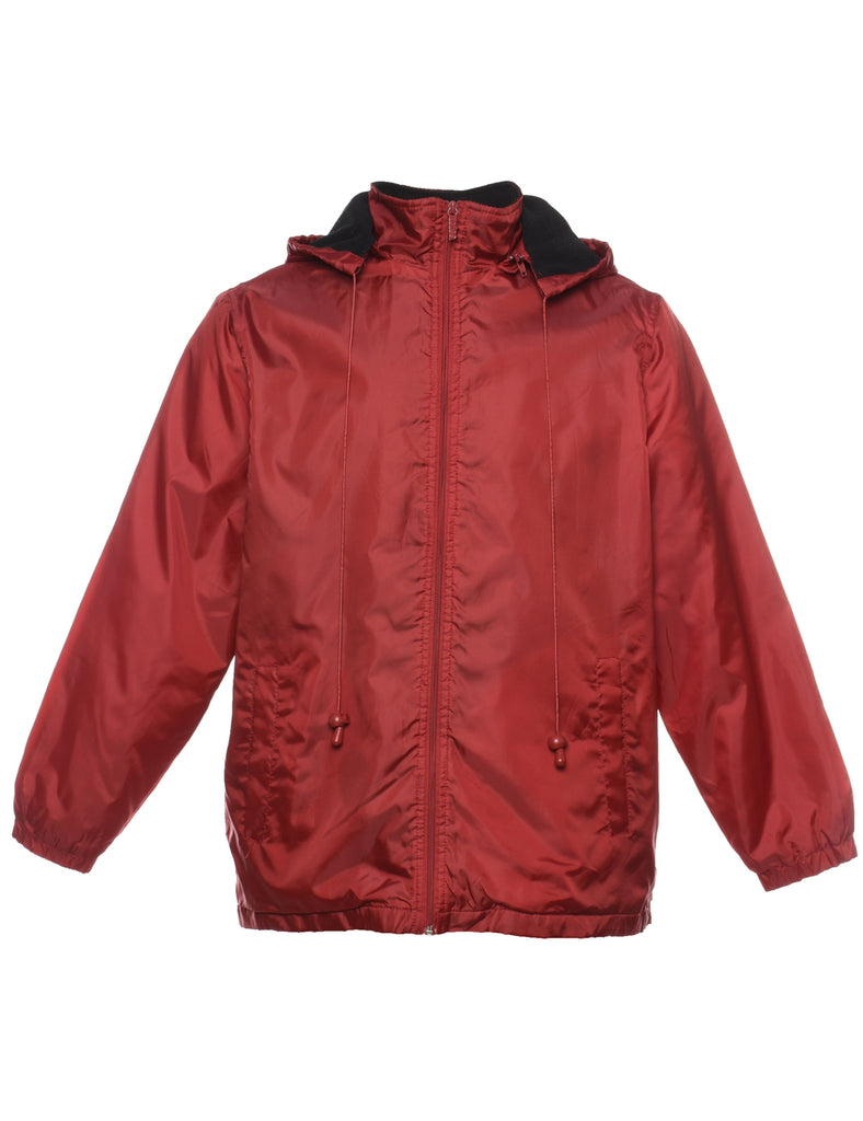 Maroon Zip-Front Nylon Jacket  - L