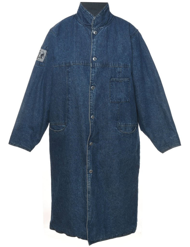 Medium Wash 1990s Long Denim Jacket - S