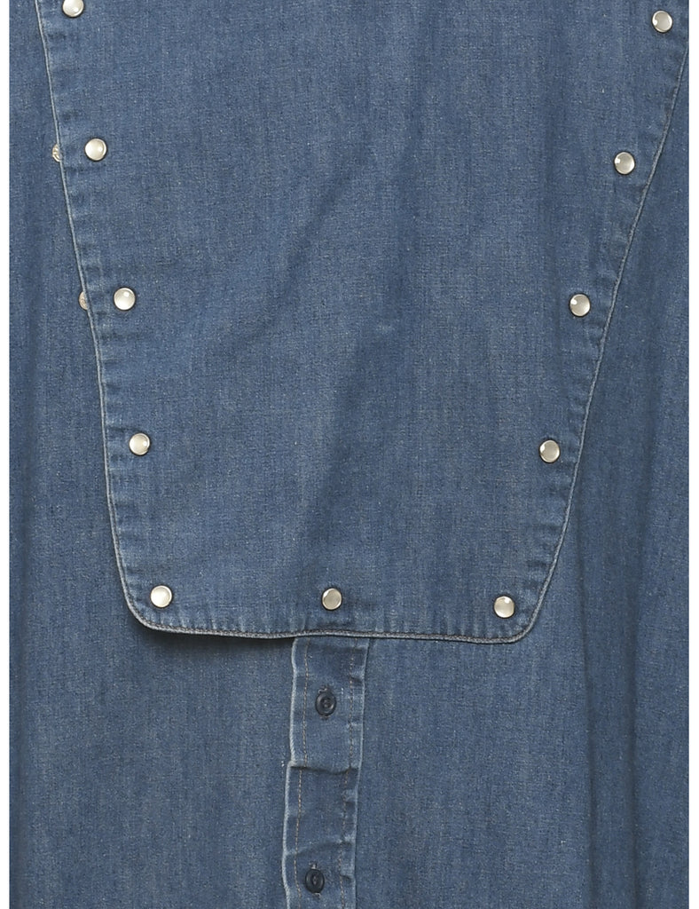 Medium Wash Bib Front Denim Shirt - L