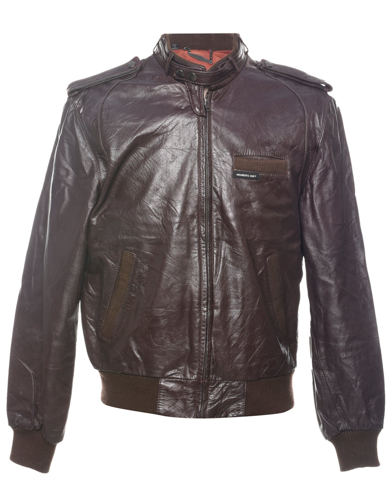 Members Only Dark Brown Leather Jacket - M