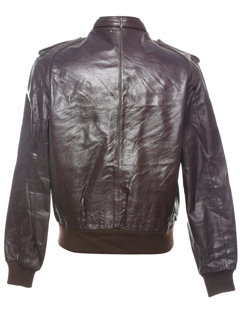 Members Only Dark Brown Leather Jacket - M