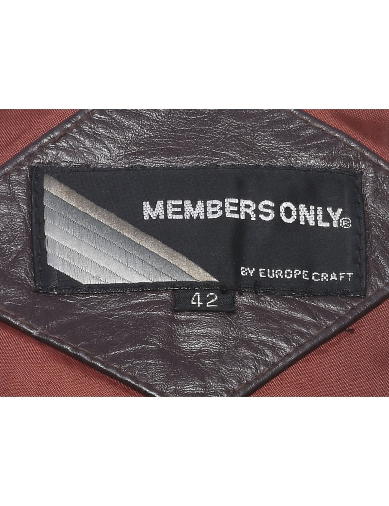 Members Only Dark Brown Leather Jacket - M