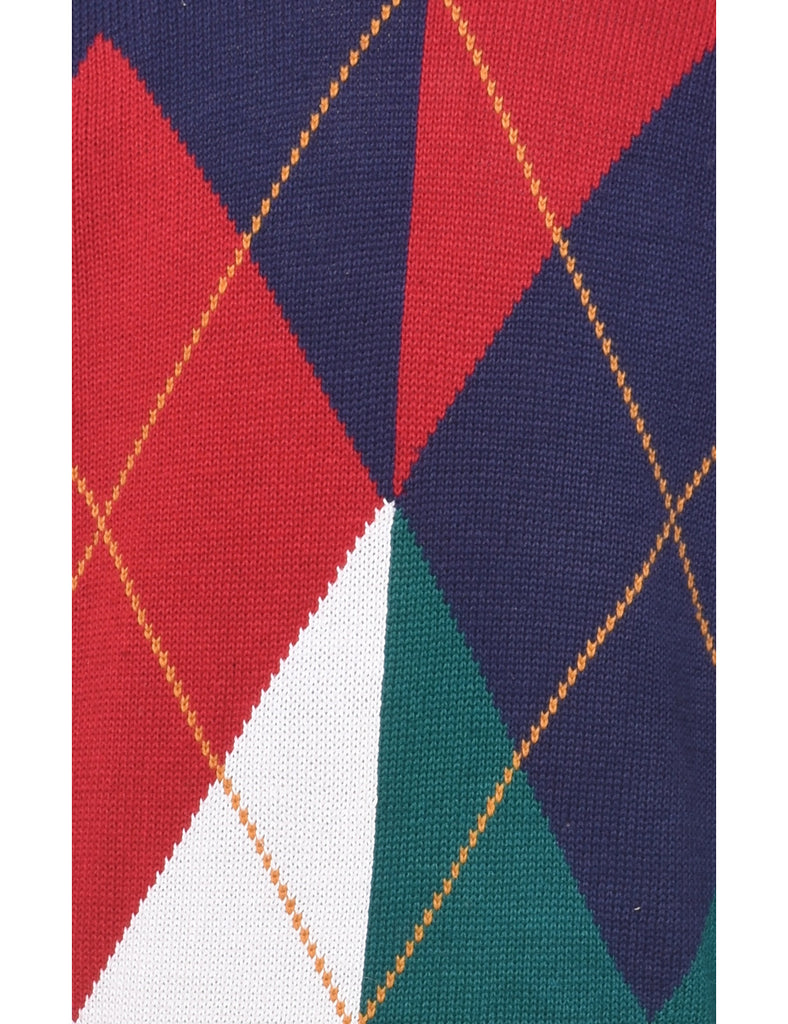 Multi-colour Argyle Jumper - M