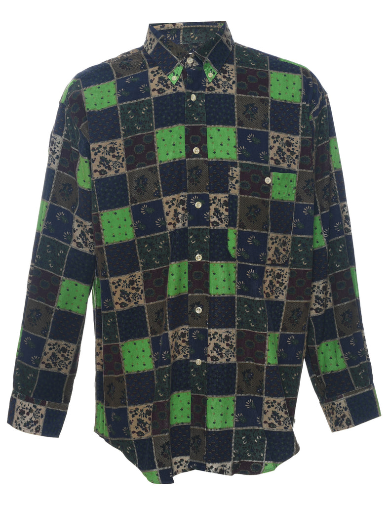 Multi-colour Checked 1990s Corduroy Shirt - L