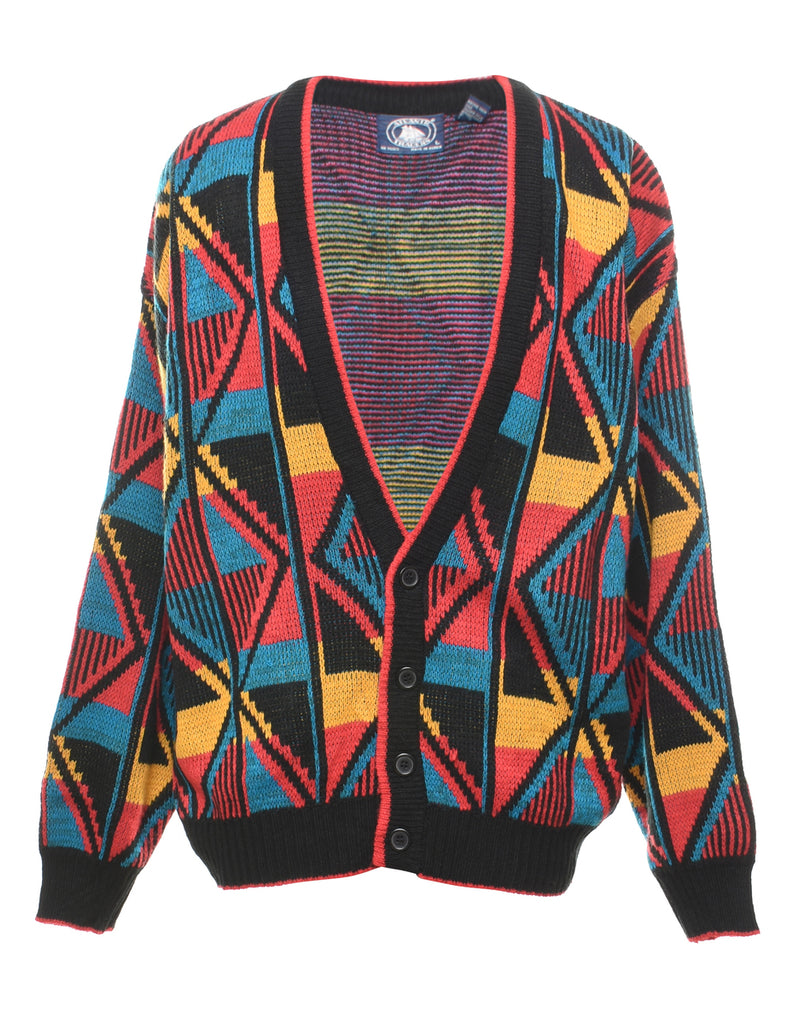 Multi-colour Geometric Pattern Cardigan - L