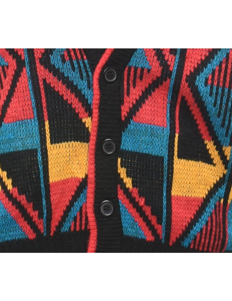 Multi-colour Geometric Pattern Cardigan - L