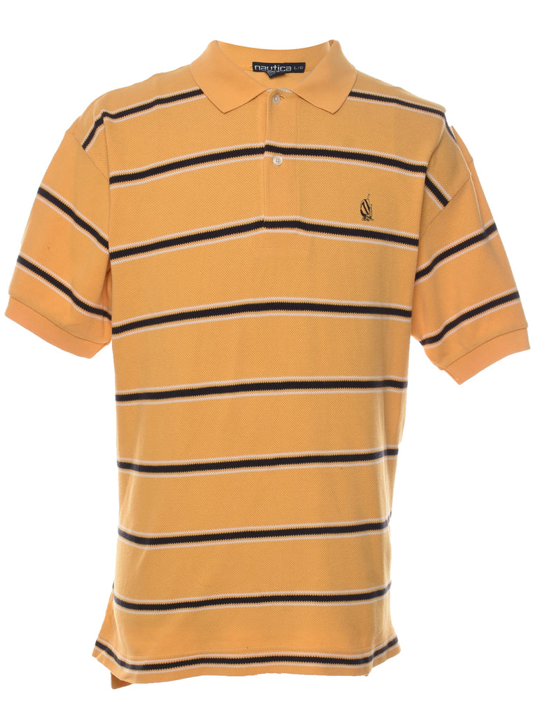 Nautica Black & Yellow Striped Polo Shirt - L