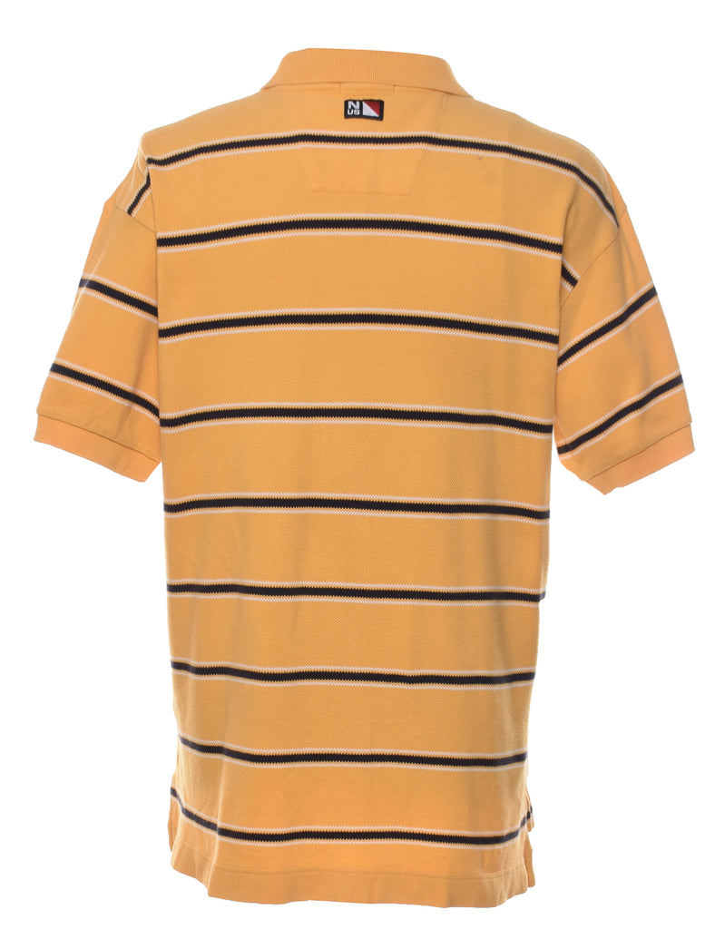 Nautica Black & Yellow Striped Polo Shirt - L