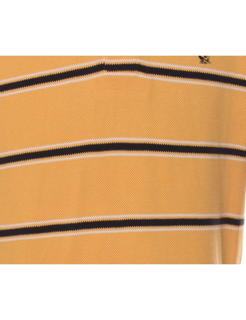 Nautica Black & Yellow Striped Polo Shirt - L