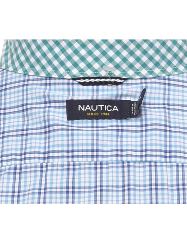 Nautica Checked Light Blue Shirt - XL