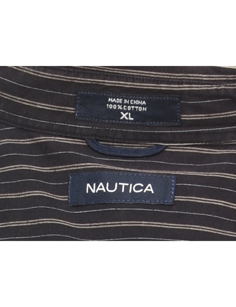 Nautica Striped Black Shirt - XL