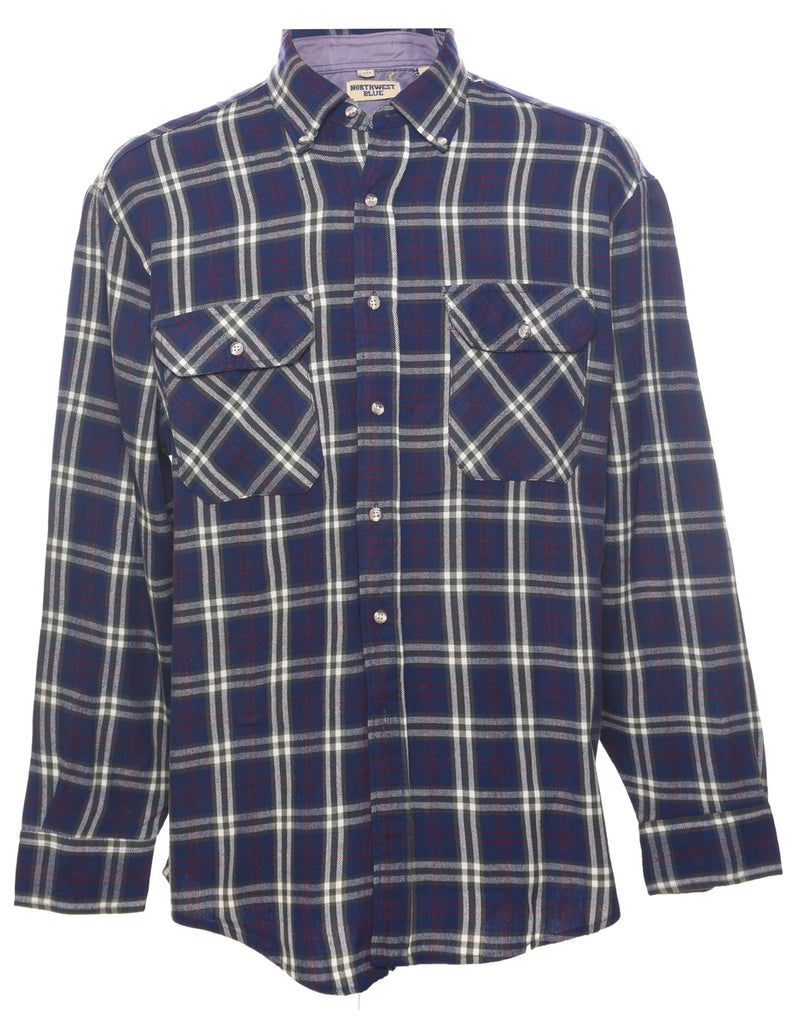 Navy Checked Shirt - L