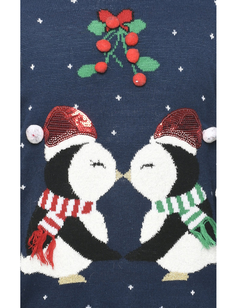 Navy Christmas Jumper - M