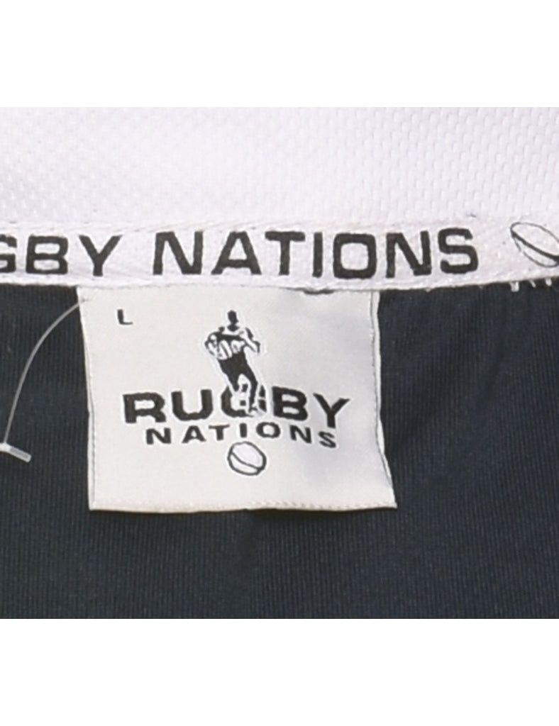 Navy Embroidered Rugby Shirt - L