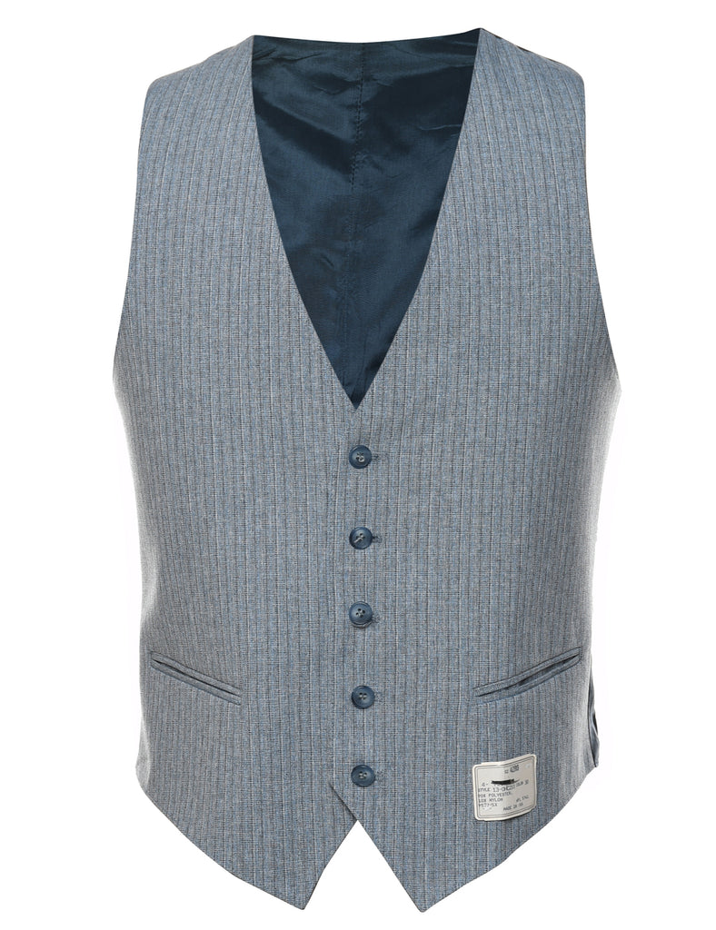 Navy & Grey Patterned Waistcoat - L