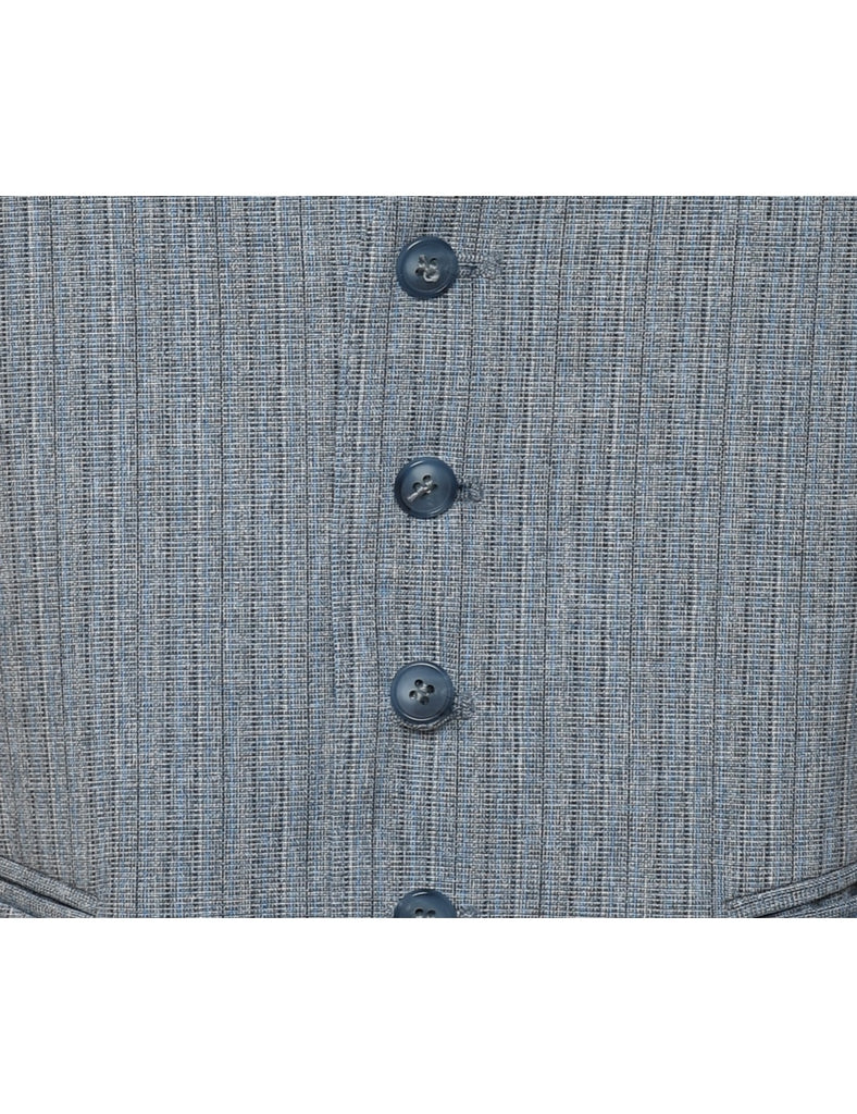 Navy & Grey Patterned Waistcoat - L