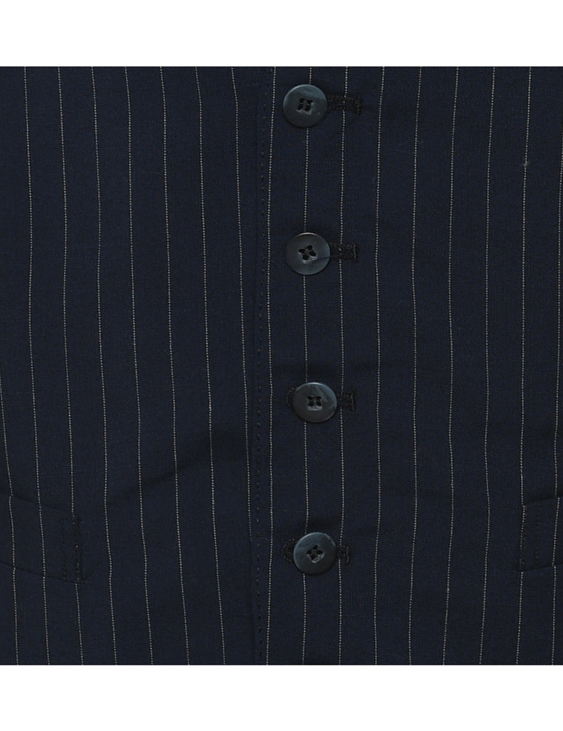 Navy & White Pinstriped Waistcoat - S