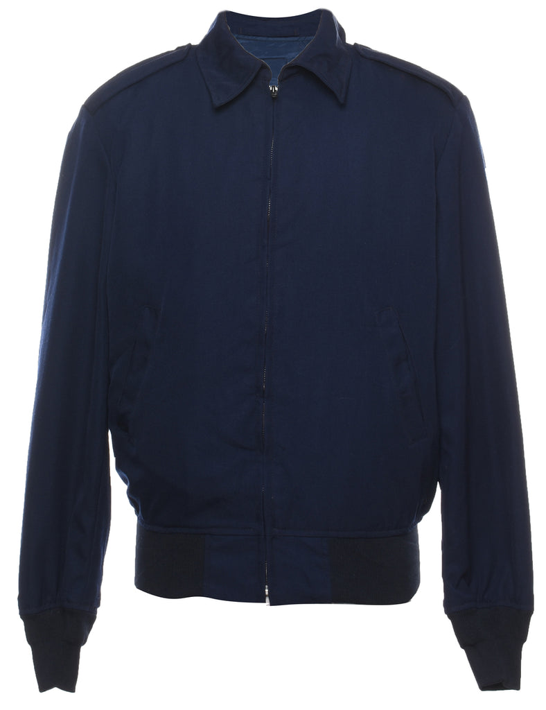 Navy Zip-Front Classic Jacket - L