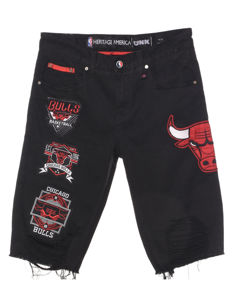 NBA Black Cut-Off Denim Shorts - W32 L14