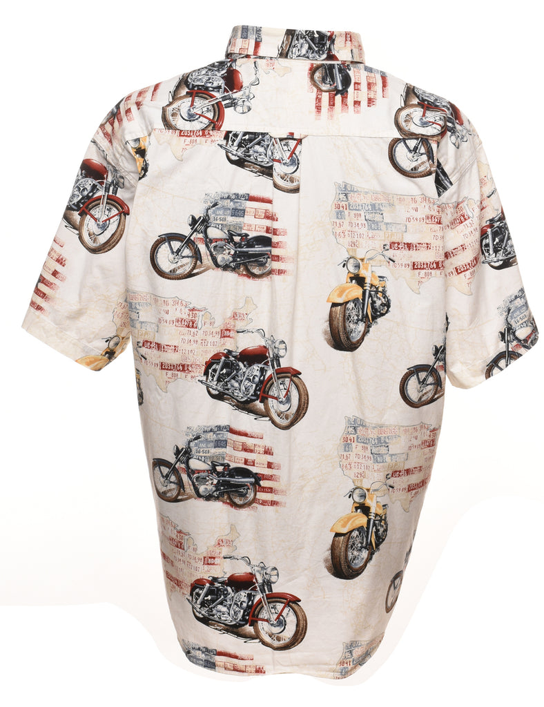 Novelty Bike Print Short-Sleeve Shirt - XL