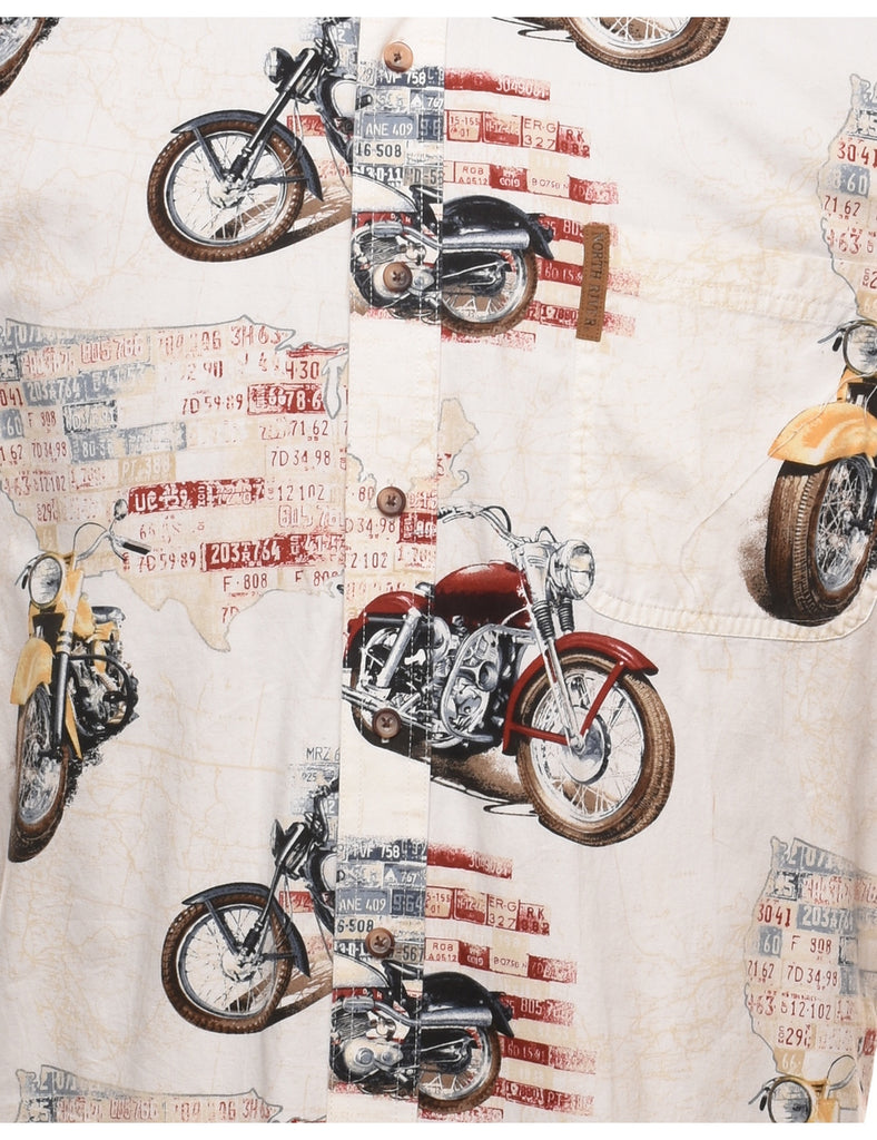 Novelty Bike Print Short-Sleeve Shirt - XL