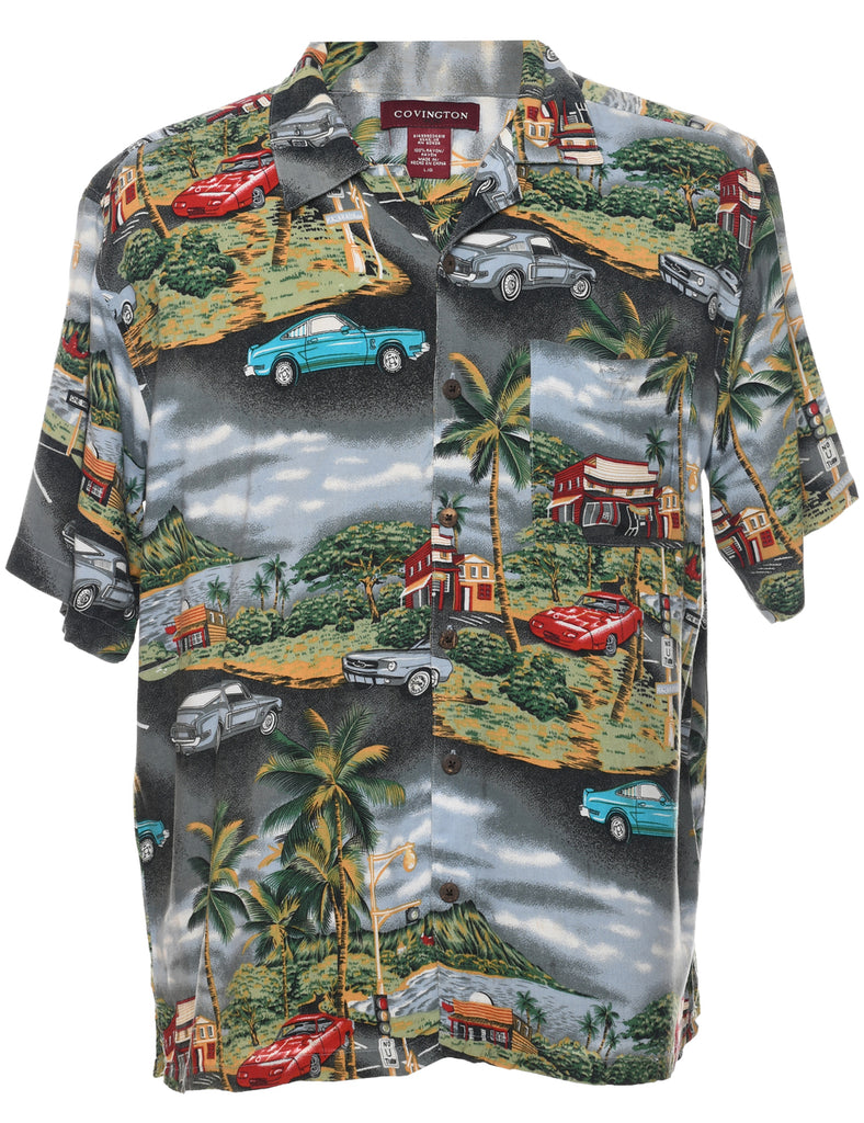 Novelty Print Hawaiian Shirt - L