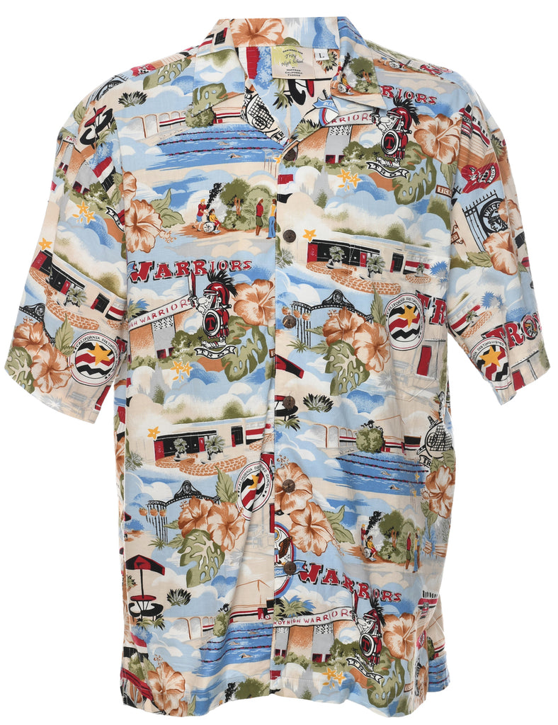 Novelty Print Hawaiian Shirt - L