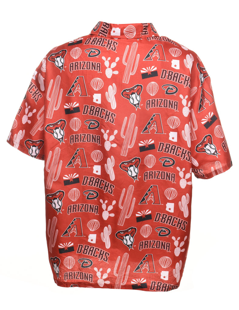 Novelty Print Red Short Sleeved Shirt - XL