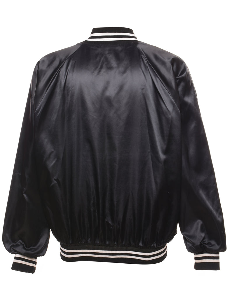 Nylon Black Shiny Bomber Jacket - L